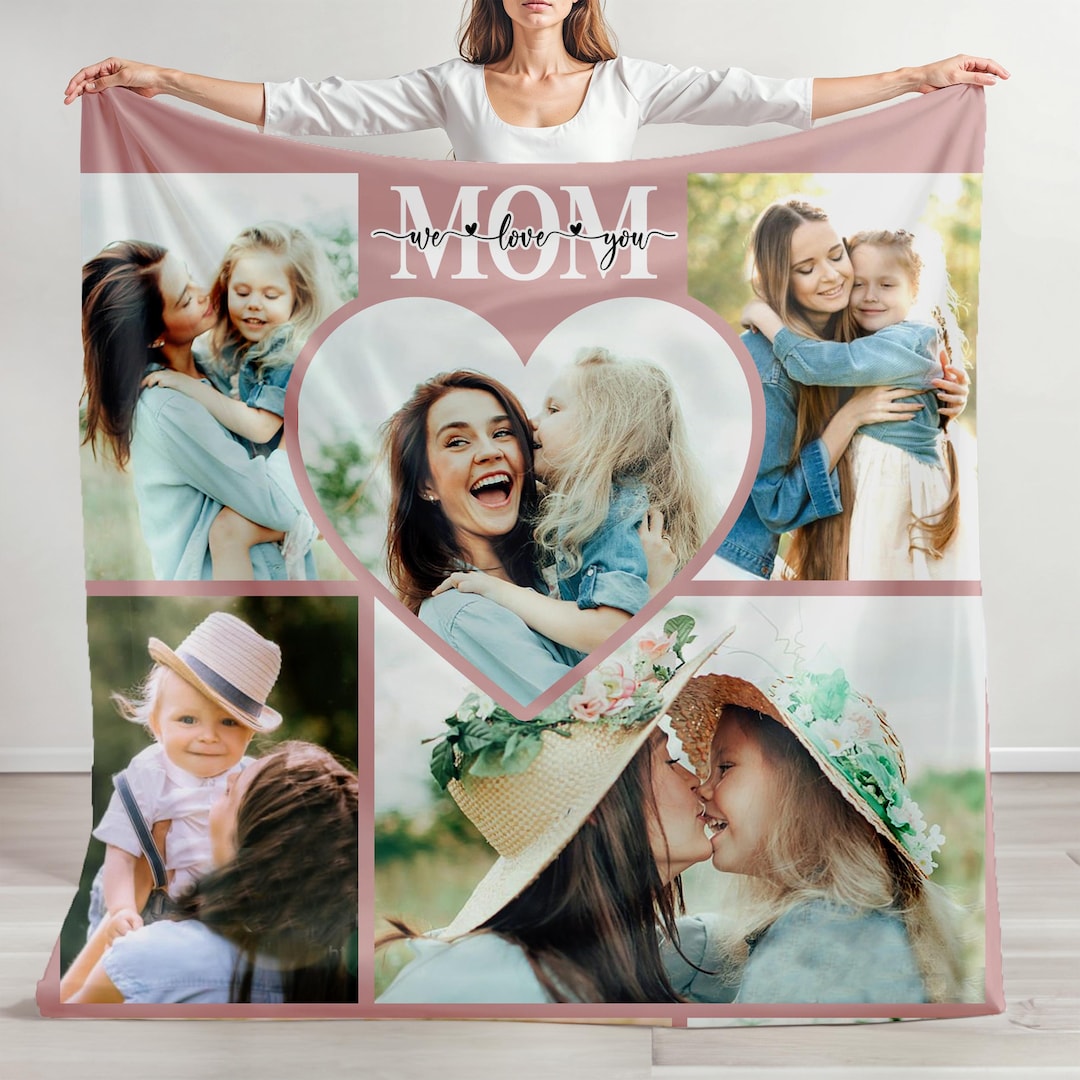 Personalized Mothers Day Gift, Kids Photo Blanket, Custom Mom Blanket ...
