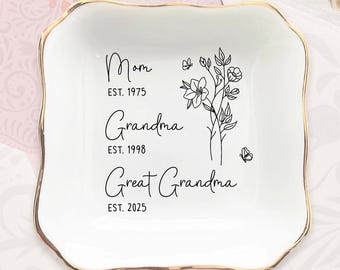 Custom Trinket Tray, Personalized Mothers Day Gift for Mom, First Mothers Day Gift for Grandma, Mom Birthday Gift from Daughter