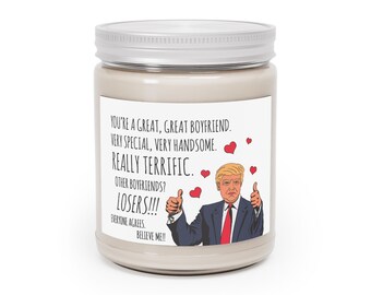 Funny Trump Soy Candle, 9oz Scented Candle, Romantic Valentines Day Gift for Him, 1st Anniversary Gift, Boyfriend Birthday Gift