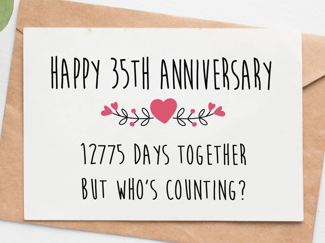funny 35th anniversary card for husband wife 35 year etsy