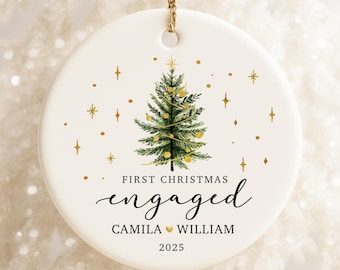 Adorno de compromiso personalizado, adorno para la primera Navidad, regalo para recién comprometidos, recuerdos para la fiesta de compromiso, recuerdo de compromiso