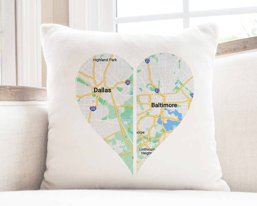 Long Distance Relationship Pillow Case Personalized, Custom Map Pillow