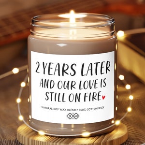 2nd Anniversary Gift for Him or Her, 2 Year Anniversary Soy Candle, Second Anniversary Gift for Husband Wife Boyfriend, 9oz Scented Candle