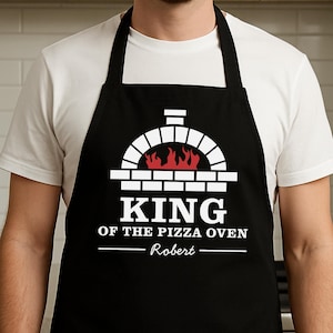 King Of The Pizza Oven Apron, Custom Name Apron, Personalized Fathers Day Gift for Dad, Dad Birthday Gift from Daughter or Son