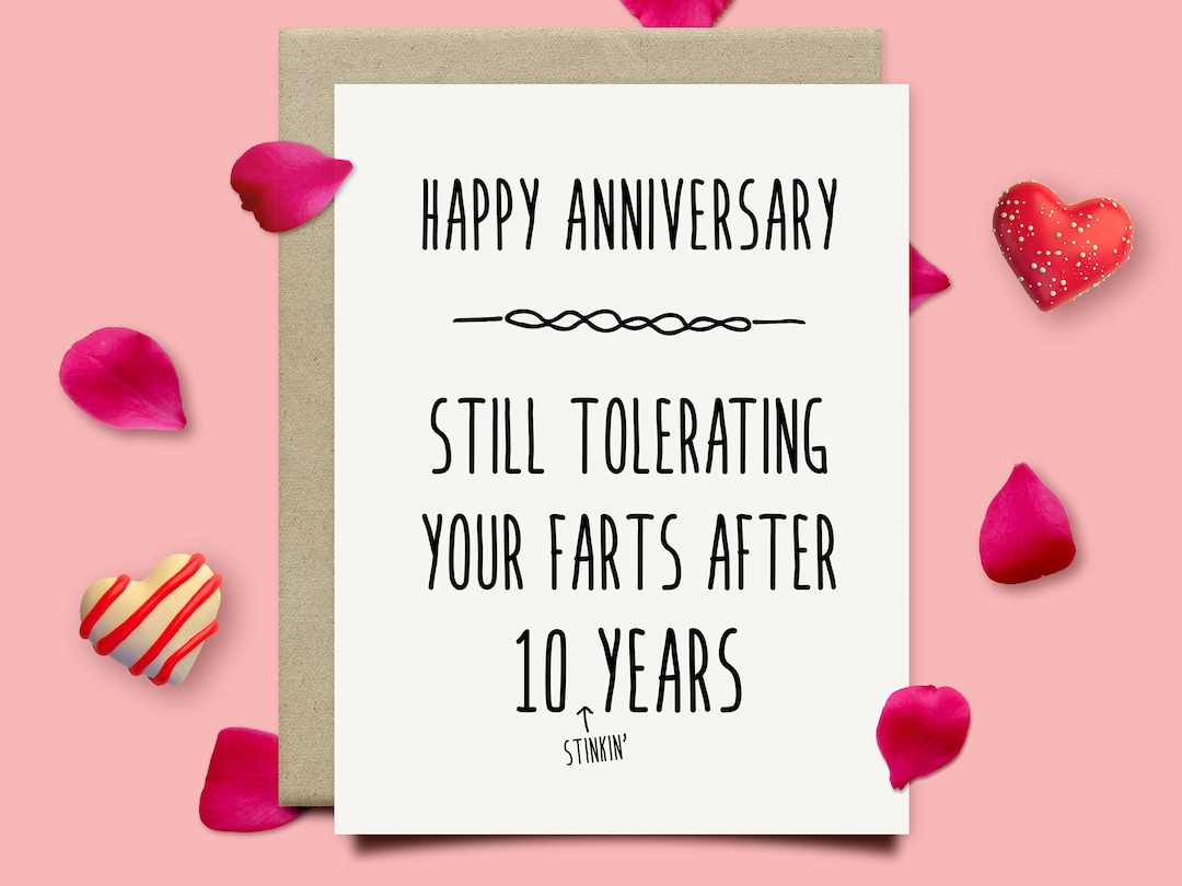 Funny 10th Anniversary Card for Husband, Tin Anniversary Gift for