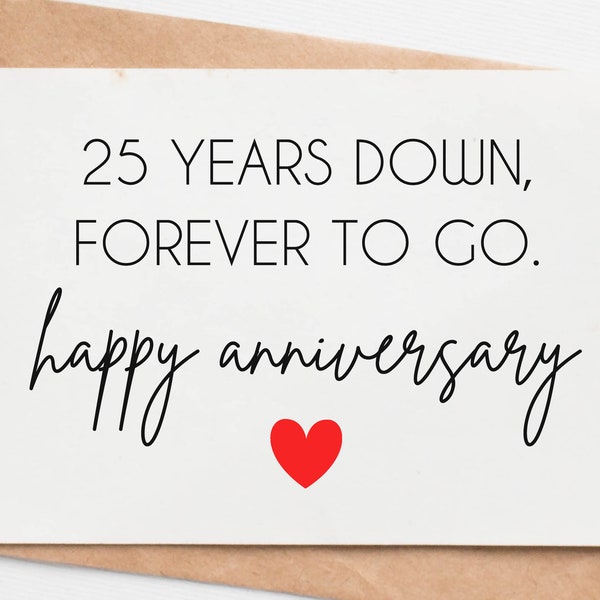 25th Wedding Anniversary Card For Husband Wife, 25 Year Anniversary Card For Men Women, Silver Anniversary Gift For Him Her