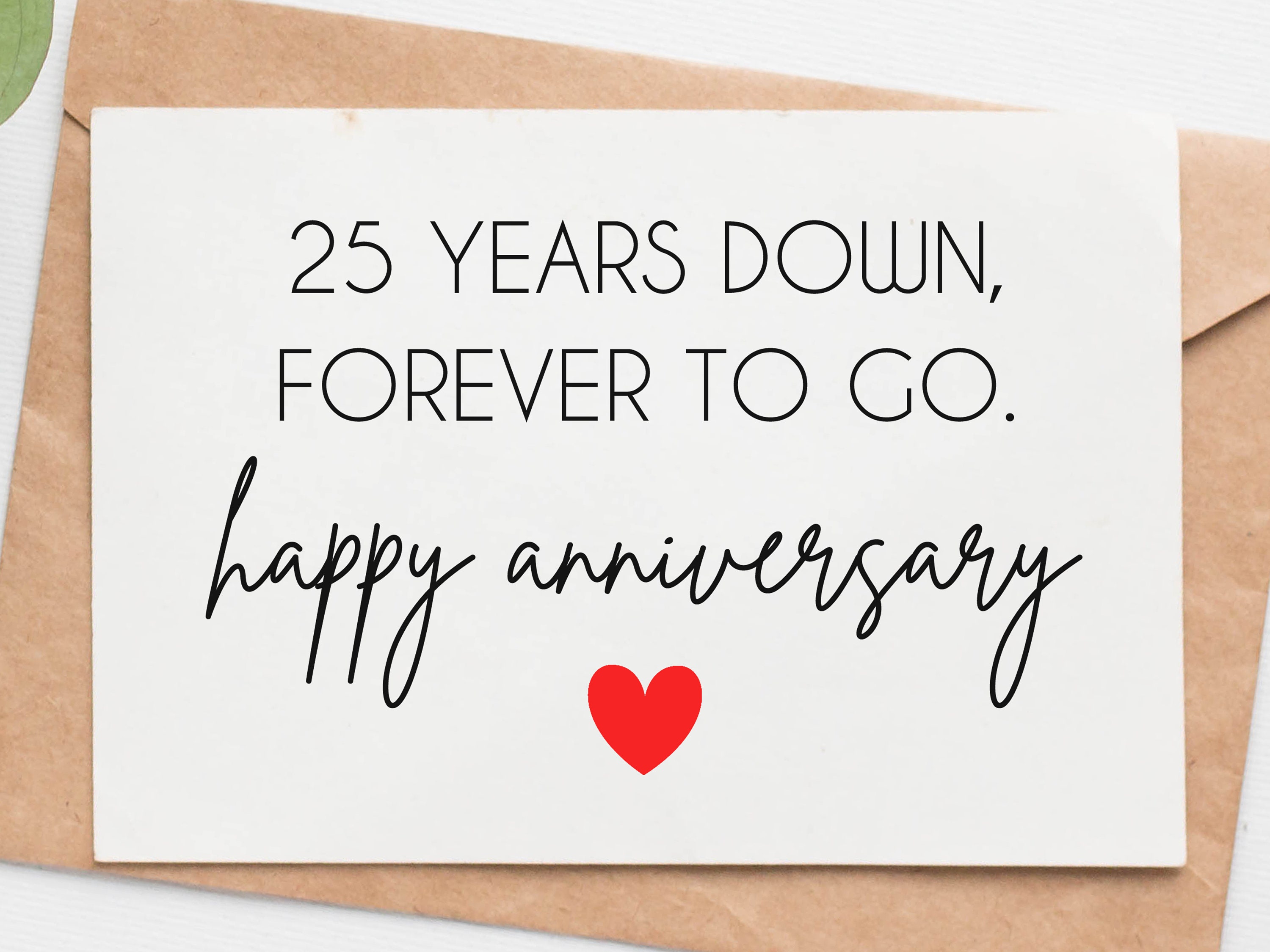 25th Wedding Anniversary Card for Husband Wife 25 Year Etsy