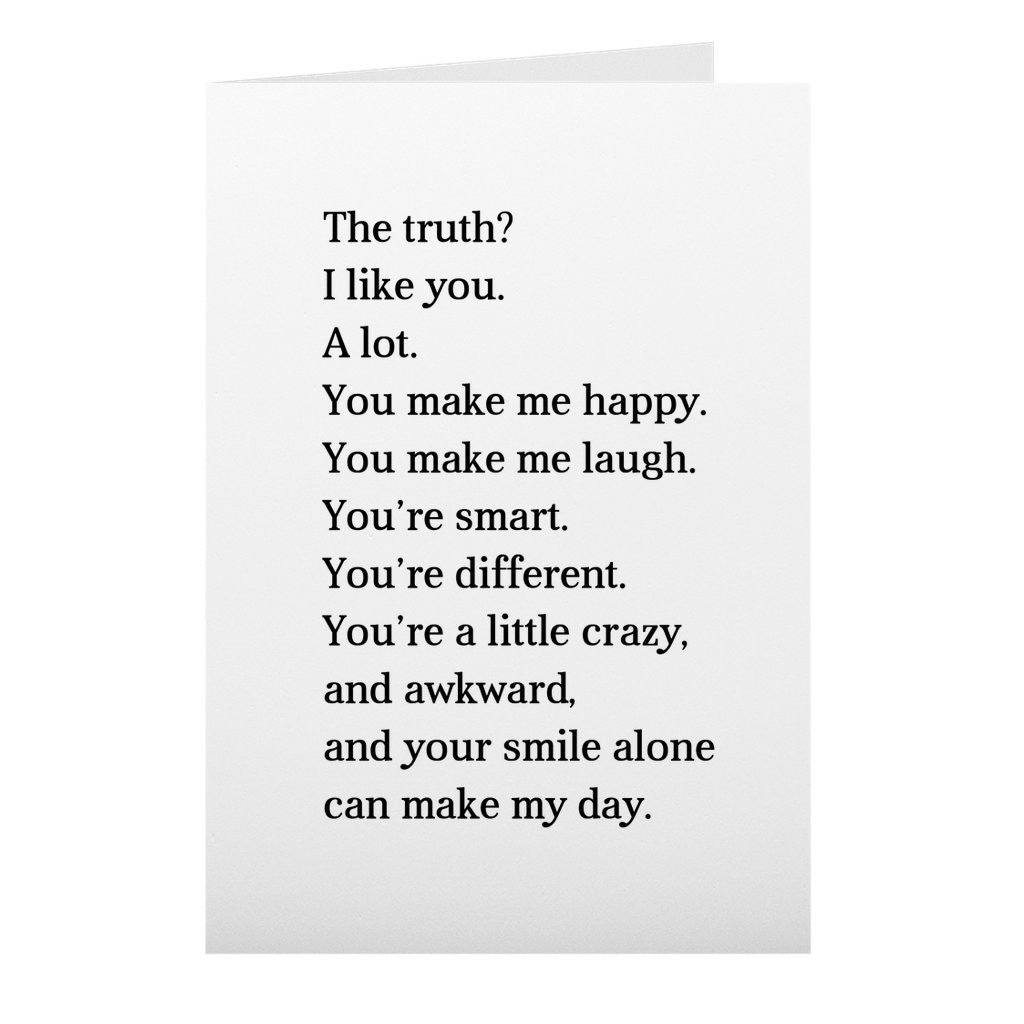 Romantic Valentines Day Card for Him Her I Like You A Lot Etsy