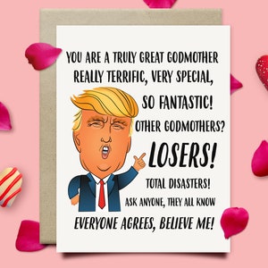Trump Birthday Card For Godmother, Godmother Funny Birthday Card, Godmother Christmas Card, Godmother Christmas Gift From Goddaughter