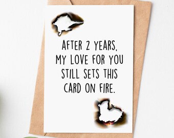 Funny 2nd Anniversary Card For Him Her, Unique Second Anniversary Gift, 2 Year Anniversary Card For Husband Wife Boyfriend Girlfriend