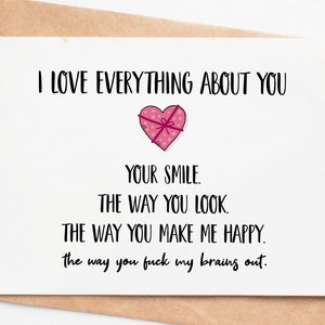 Romantic I Love You Card, Naughty Valentines Day Card For Him, Mens Valentines Gift, Anniversary Card For Husband Or Boyfriend
