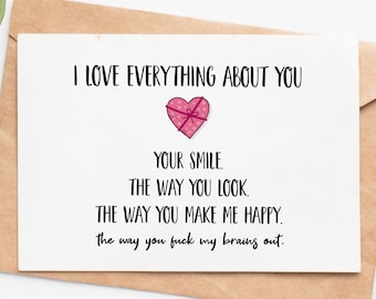Romantic I Love You Card, Naughty Valentines Day Card For Him, Mens Valentines Gift, Anniversary Card For Husband Or Boyfriend