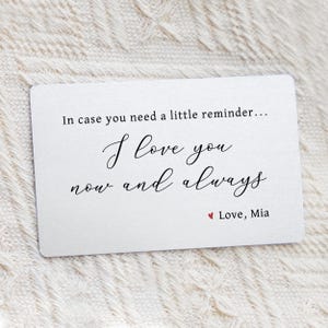 Tarjeta de inserción de billetera con la frase "Te amo", regalo personalizado para el día de San Valentín para él, regalo de aniversario de acero para el esposo, regalo de cumpleaños para el novio