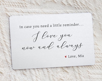 Tarjeta de inserción de billetera con la frase "Te amo", regalo personalizado para el día de San Valentín para él, regalo de aniversario de acero para el esposo, regalo de cumpleaños para el novio