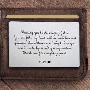 Regalo de agradecimiento para papá, regalo personalizado para el Día del Padre, tarjeta de billetera de metal personalizada para papá, regalo de cumpleaños para papá de hija, hijo e hijos.