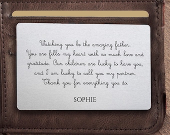 I Love You Dad Engraved Metal Wallet Card - Credit Card Size Aluminum Insert, Personalized Gift Note