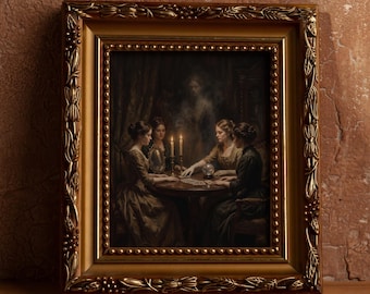 Pôster da Sessão Espírita da Meia-Noite, Impressão de Arte Vintage de Halloween, Decoração Gótica para Casa, Arte de Parede Retrô, Decoração Dark Academia, Pintura Assustadora