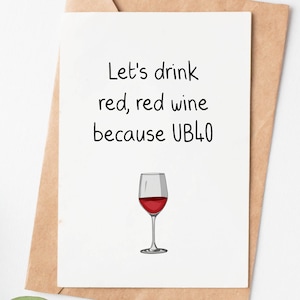 Let&#39;S Drink Red, Red Wine 40th Birthday Card For Sister Friend Or Coworker, Funny 40th Birthday Gift For Women, Turning 40 Card