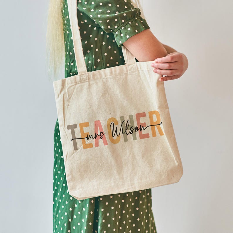 Teacher Name Tote Bag, Personalized Teacher Appreciation Gift, Back to ...