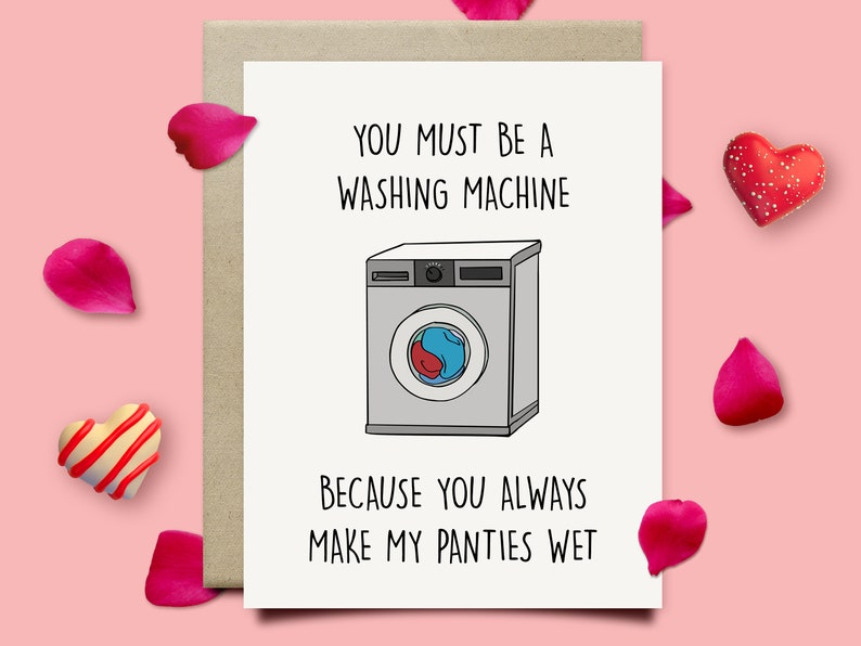 Washing Machine Naughty Valentines Day Card For Him, Make My Panties Wet Sexy Anniversary Card, Valentines Gift For Husband Boyfriend 