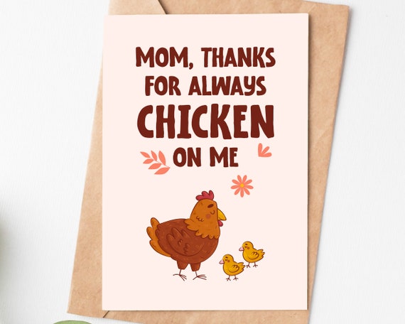 Chicken Mom Card, Pun Mothers Day Card, Funny Mom Birthday Card