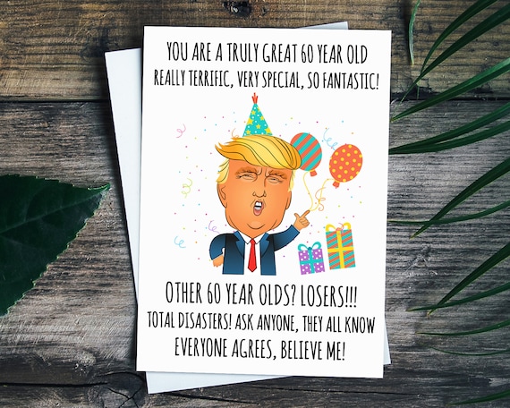Funny 60th Birthday Card For Men, 60th Birthday Gifts For Women, President Trump Birthday Card For Mom Dad Husband Wife Aunt Uncle Sister