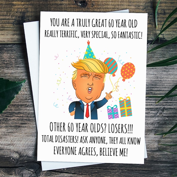 Funny 60th Birthday Card For Men, 60th Birthday Gifts For Women, President Trump Birthday Card For Mom Dad Husband Wife Aunt Uncle Sister