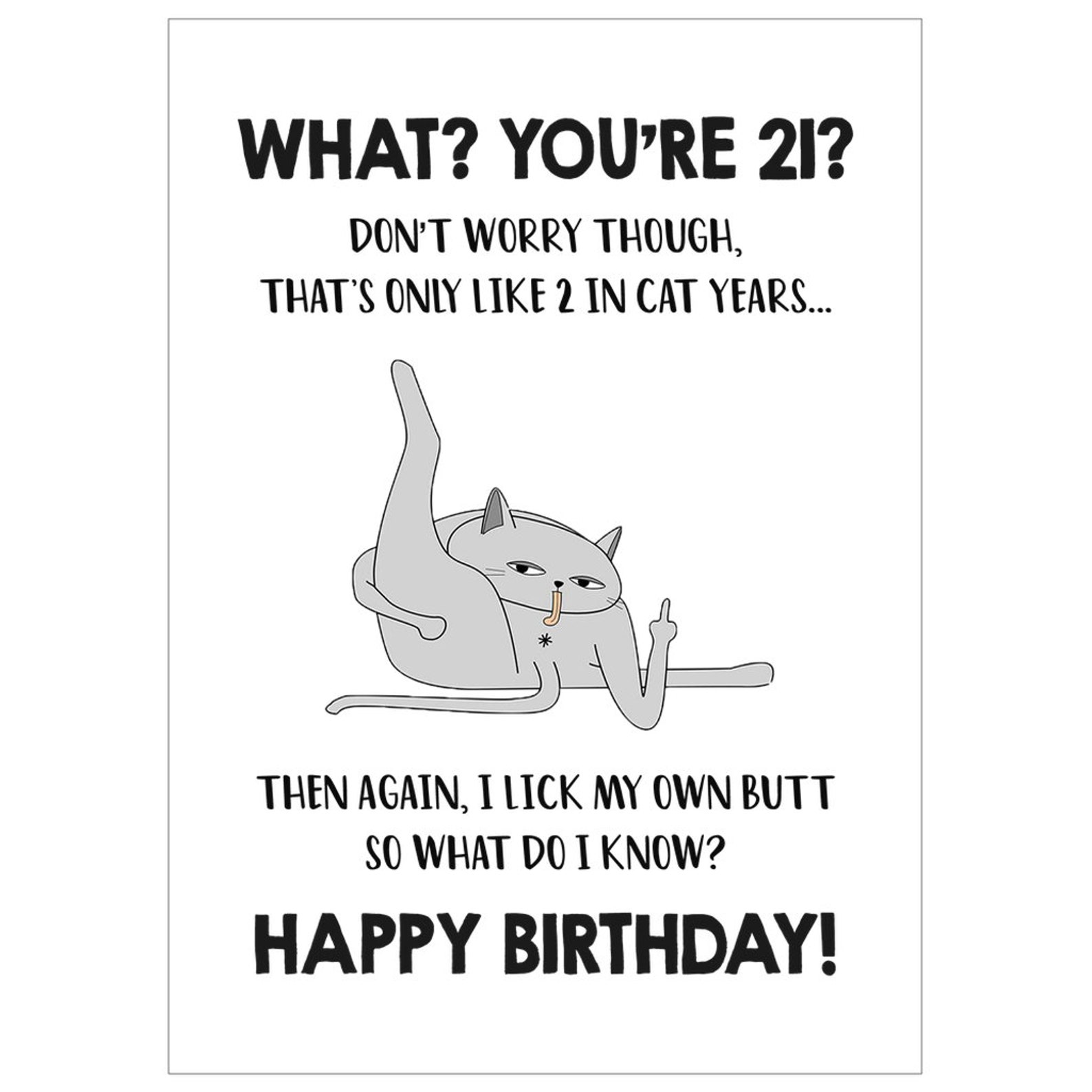 Funny 21st Birthday Card 21st Cat Birthday Card For Cat Mom | Etsy