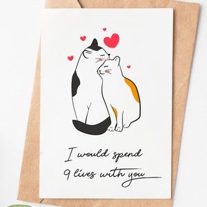 Romantic Valentines Day Card For Him, Cat Love Card, Cat Lover Valentines Gifts For Men, Valentines Day Gift For Husband Boyfriend