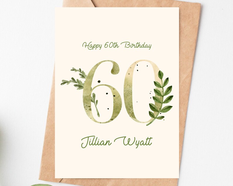 Personalized 60th Birthday Card for Women, Turning 60 Flowers Card for ...