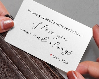 Regalo personalizado de San Valentín para él, regalo de aniversario de acero para su esposo, tarjeta de inserción de billetera "Te amo", regalo de cumpleaños para su novio.