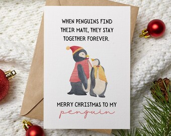 Merry Christmas To My Penguin, Cute Christmas Card For Him Her, Funny Holiday Card For Husband Boyfriend Wife Girlfriend, Xmas Card
