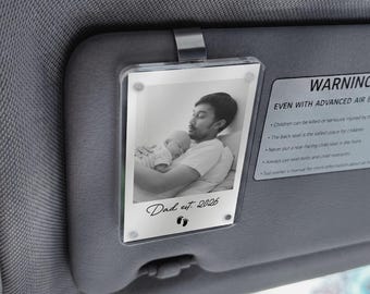 Custom Photo Car Visor Clip, Personalized New Dad Gift, First Fathers Day Keepsake for Dad, 1st Fathers Day Gift from Wife