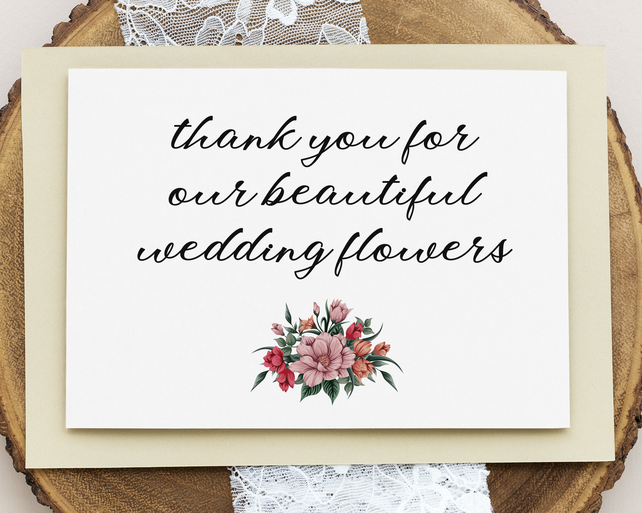 Wedding Florist Thank You Card Wedding Flower Vendor Etsy