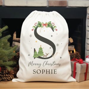 Custom Name & Initial Santa Sack, Personalized Christmas Sack, Christmas Gift Bag, Christmas Toy Sack, Personalised Christmas Stockings