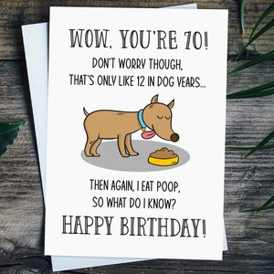Funny 70th Birthday Card, 70th Dog Birthday Card For Dog Mom Dog Dad, 70th Birthday Gift For Women Men, Dog Lover Gift, Dog Owner Gift
