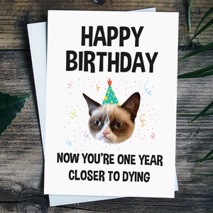 Grumpy Cat Birthday Card, Rude Birthday Card, Funny Birthday Card Boyfriend Girlfriend, 21st 30th Birthday Gift For Her Or Him