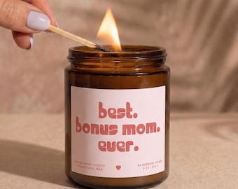 Best Bonus Mom Ever Candle, Mothers Day Gift for Dog Mom, Auntie Gift from Niece, Step Mom Gift, Meaningful Gift for Her, Mom Birthday Gift