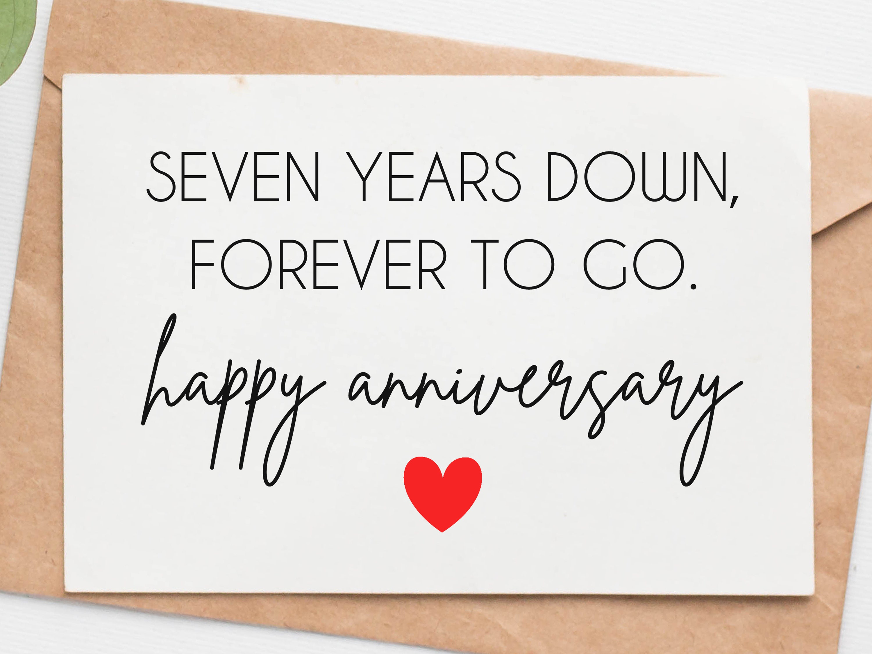 7th Anniversary Card for Him or Her 7th Anniversary Card for Him or Her