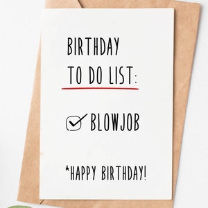 Birthday To Do List Blowjob Card, Naughty 30th Birthday Card For Him Or Her, Sexy Birthday Gift For Husband Wife Boyfriend Girlfriend