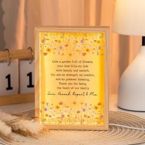 Luz de noche floral para mamá, regalo personalizado para el Día de la Madre, luz de noche personalizada, luz para mamá, regalo de cumpleaños para mamá, lámpara para mamá, carta para mamá