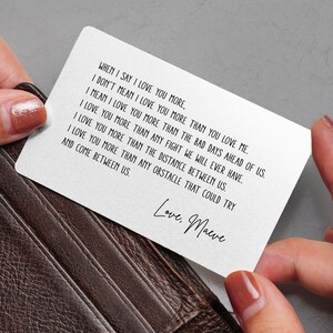 Tarjeta de billetera de metal con texto en inglés "Love", regalo personalizado para el día de San Valentín para él, regalo para el primer, segundo, tercer, cuarto y quinto aniversario para esposo o novio