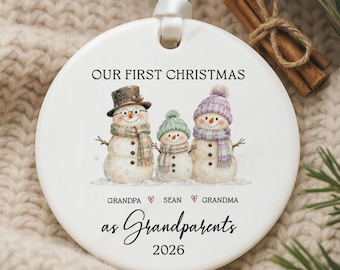 Our First Christmas As Grandparents Ornament, Newborn Baby Bauble, Baby's 1st Xmas Keepsake, New Grandma and Grandpa Holiday Gift
