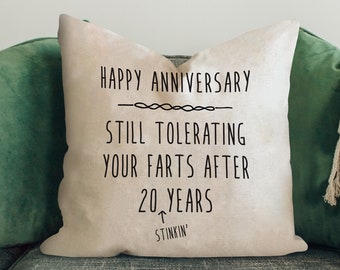 20 Year Anniversary Gift for Him Her Husband or Wife, Funny Anniversary Throw Pillow Cover, 20th Anniversary Gift for Men or Women