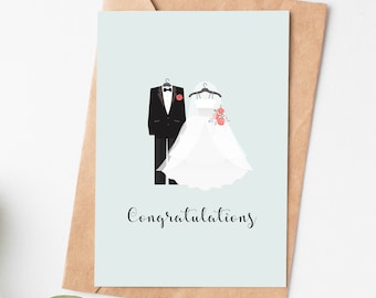 Wedding Card For Couple, Wedding Suit Card For Bride And Groom, Engagement Card, Bridal Shower Card, Wedding Stationery, Wedding Day Gift