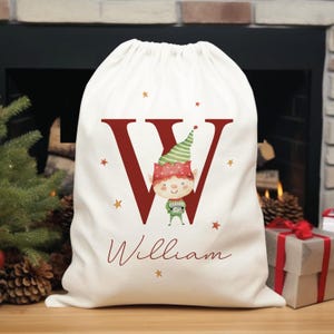 Personalized Santa Sack, Personalised Christmas Sack, Custom Christmas Gift Bag, Name & Initial Christmas Toy Sack, Christmas Stockings
