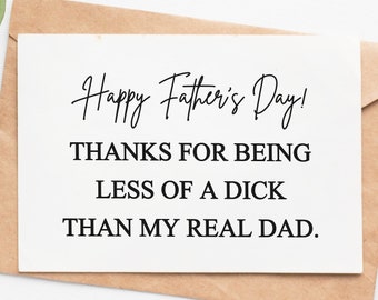 Happy Fathers Day Card For Stepfather, Step Dad Card, Fathers Day Gift From Stepdaughter Stepson, Bonus Dad Gift, Rude Card For Stepdad