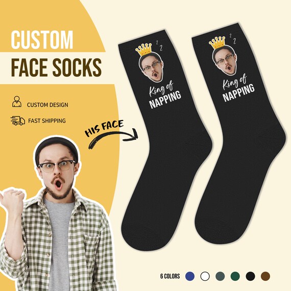 Chaussettes Personnalisées IDIY Avec Photo - Textes Drôles, Cadeaux Uniques Pour Hommes/Femmes - Multiple Tailles/Couleurs