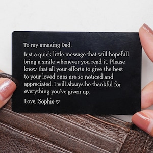 To My Dad Metal Wallet Card, Dad Geburtstagsgeschenk von Kindern, personalisierte Vatertagsgeschenk für Dad, Dad Weihnachtsgeschenk von Tochter oder Sohn