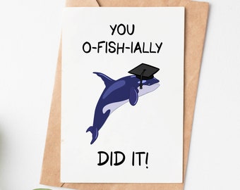 Fisch Pun Graduierung Karte, Glückwunsch-Karte, lustige Grad-Karte, College-Abschlusskarte, High School Graduierung Geschenk für ihn oder sie